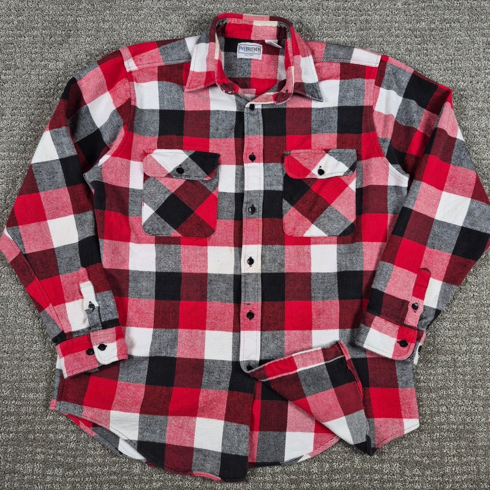 Vintage Five Brother Heavyweight Flannel Shirt Mens L Tallman Red Plaid